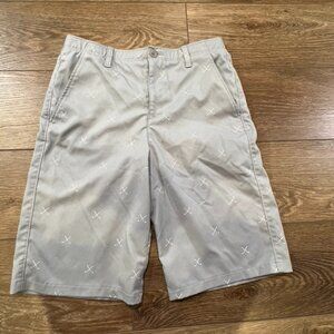 Under Armour Boys Heat Gear Performance Shorts, Golf Print, Gray, Sz 18, Preppy